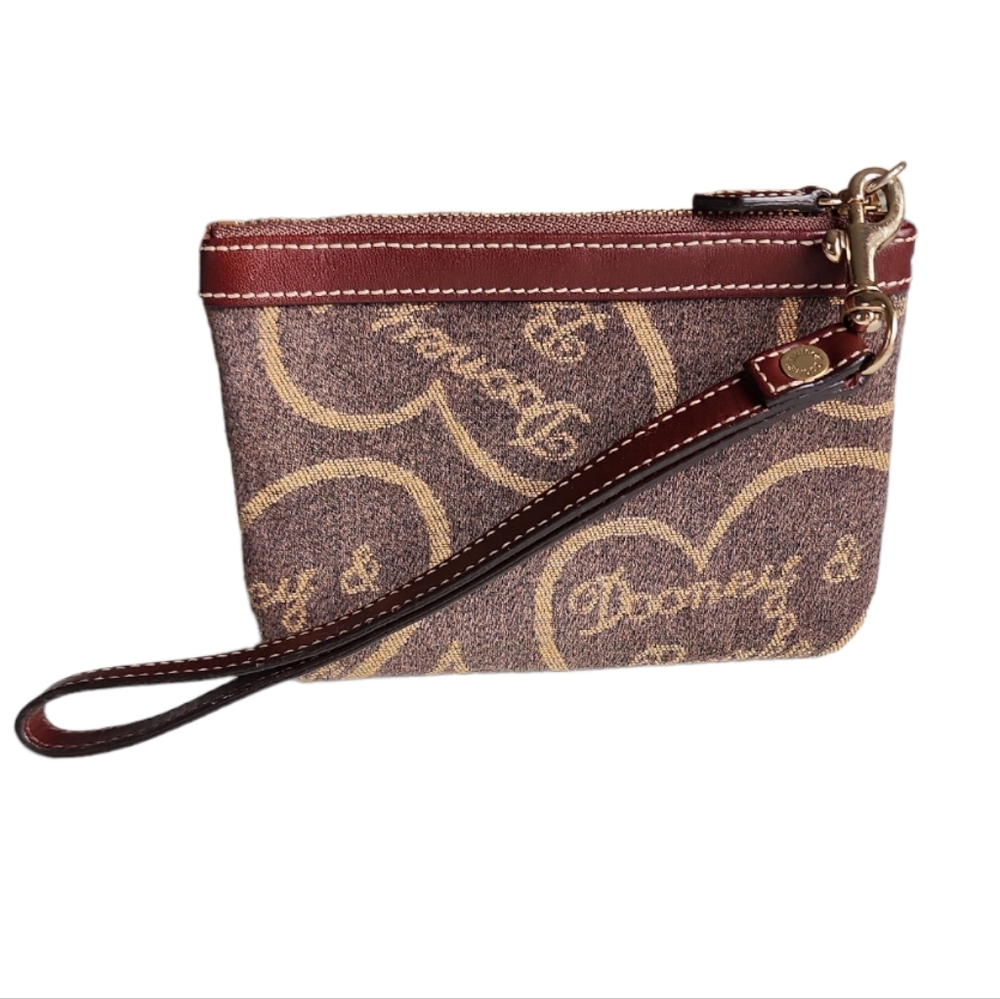 Vintage Dooney & Bourke Adored Signature Hearts Coin Wristlet